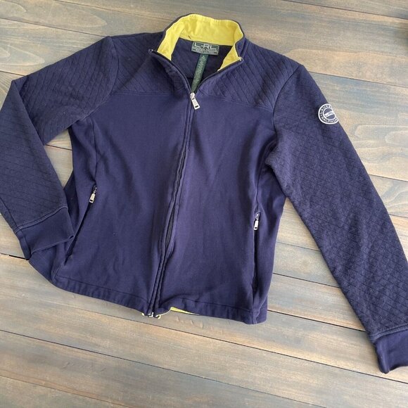 LRL Ralph Lauren Active Jacket Blue Yellow Full Zip Track - Womens XL (V6) - Picture 1 of 7